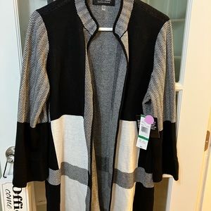 Black Label by Evan Picone Woman's Blush Pink Open Front Cardigan Sweater Size M